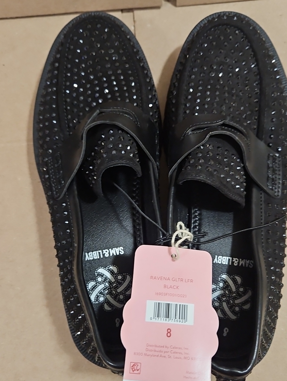 Sam & Libby Black Crystal-Embellished Slip-On Loafers